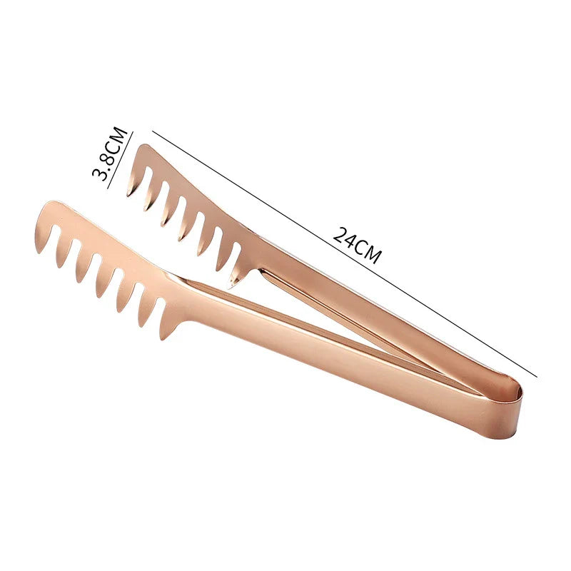 Axyaa Stainless Steel Kitchen Tongs: Color Comb Meal Clip for Non Stick Cookware