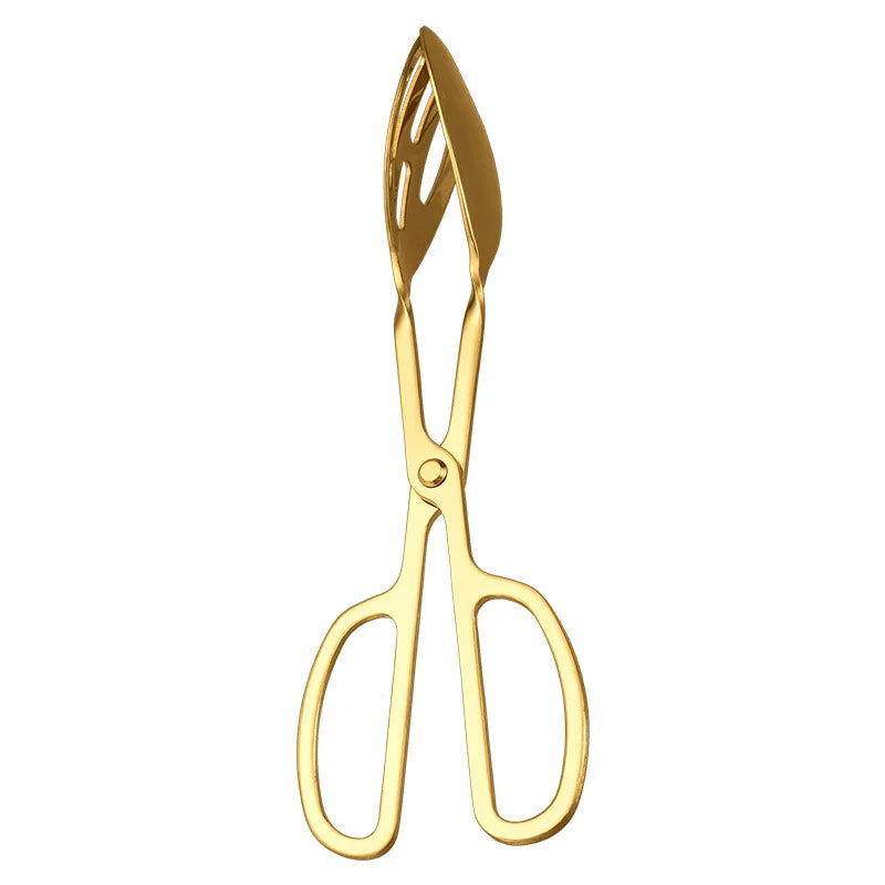 Axyaa Stainless Steel Food Tongs with Golden Handle