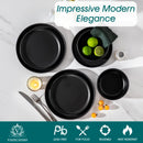 Axyaa Black Reactive Glaze Stoneware Dinnerware Set - 18 PCS, Microwave Safe