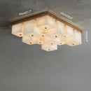 Axyaa Marble Alabaster Ceiling Lamp: Modern, Simple, All-Copper for Living Room, Bedroom, Study, Dining Room