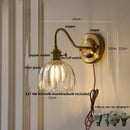 Axyaa Glass Copper Switch Wall Sconce Nordic Modern Bedside Lamp Wandlamp