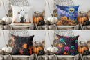 Halloween Pillow Cover Ghosts & Black Cat Design by Axyaa