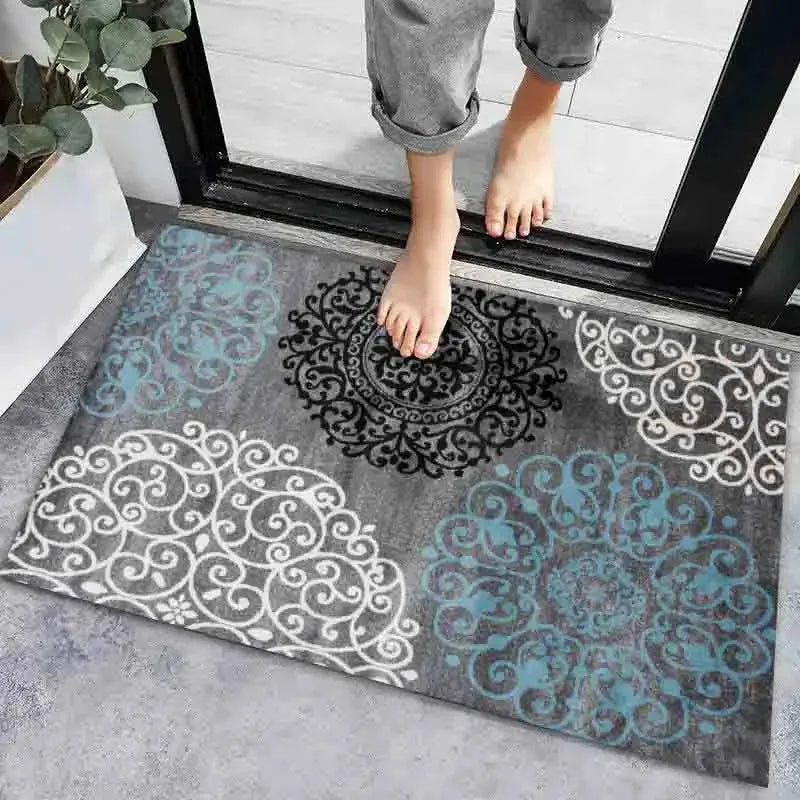 Axyaa Geometric Print Non-Slip Kitchen Rug: Bohemian Ethnic Style, Modern Design