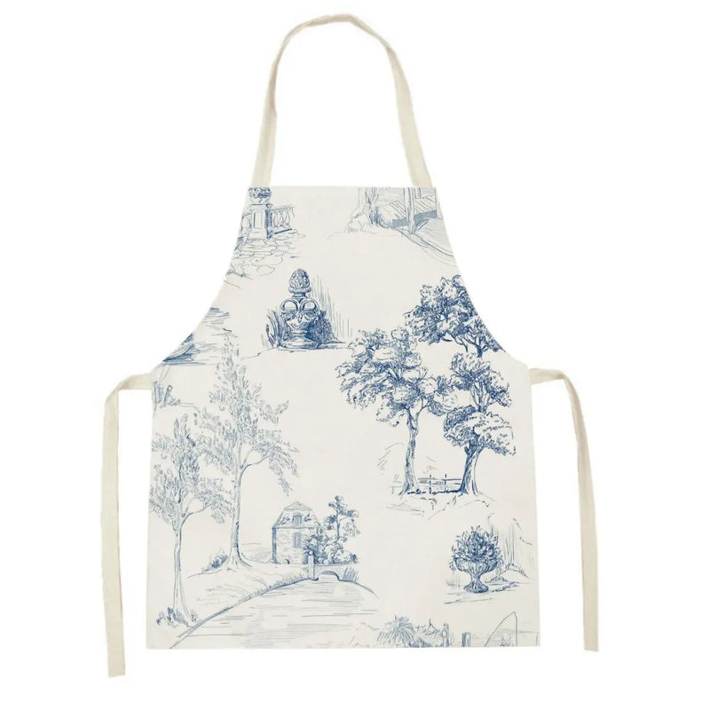 Axyaa White Gold Mountain View Kitchen Apron for Home Cooking and Baking