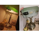 Axyaa Green/White Glass Bankers Desk Lamp with Zipper Switch for Living Room and Bedroom