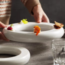 Axyaa Round Donut Ceramic Plate Dessert Snack Sushi Dim Sum Serving White Tableware