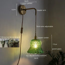 Axyaa Vintage Copper Glass Wall Light with Pull Chain Switch - LED Fixture for Bar, Bedroom, Dining Room