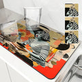 Axyaa Geometric Flower Coffee Cup Drying Mat, Non-slip & Absorbent Kitchen Counter Mat