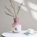 Axyaa Pink Gradient Glass Flower Vase for Home Decor