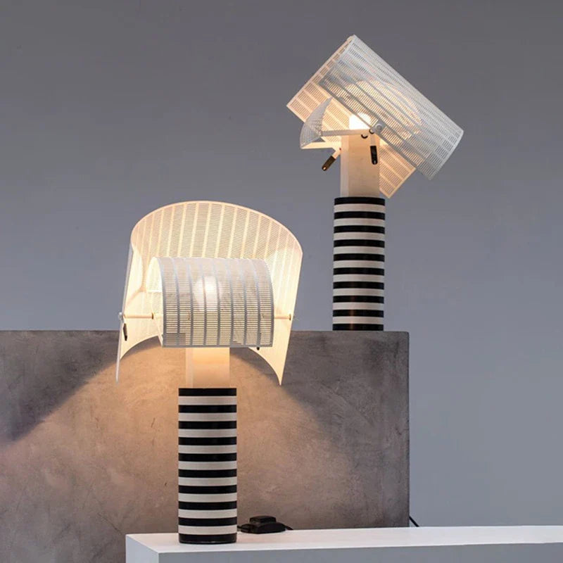 Axyaa Modern Stripe Grid Table Lamp Black White LED Art Light