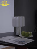 Axyaa Marble Table Lamp LED Natural Linen Rechargeable Desk Light