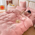 Axyaa Princess Style Embroidered Baby Fleece Four-Piece Quilt Cover, Large Size