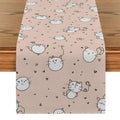 Axyaa Polka Dot Cat Abstract Table Runner for Kitchen Dining Party Decor