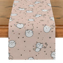 Axyaa Polka Dot Cat Abstract Table Runner for Kitchen Dining Party Decor