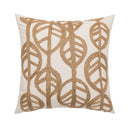 Axyaa Linen Embroidery Leaves Cushion Cover - Beige Green 45x45cm