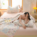 Axyaa Floral Print Quilted Comforter: Soft Single Double Blanket for Bed