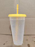 Axyaa Color Changing Confetti Cup with Lid & Straw - Reusable Hot/Cold Drinkware