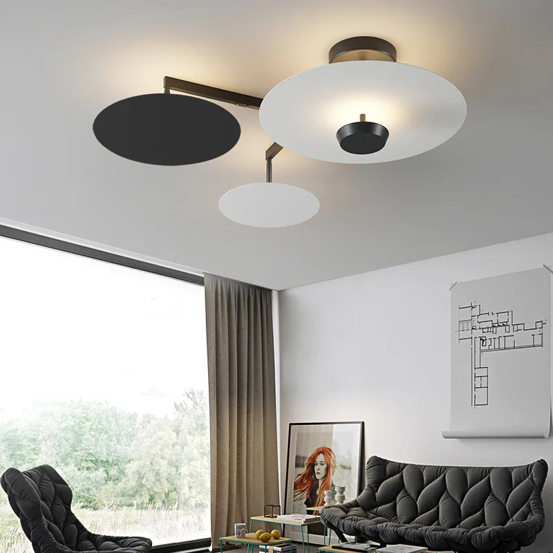 Axyaa Black Gold Round Chandelier Remote Control Dimming Ceiling Lights