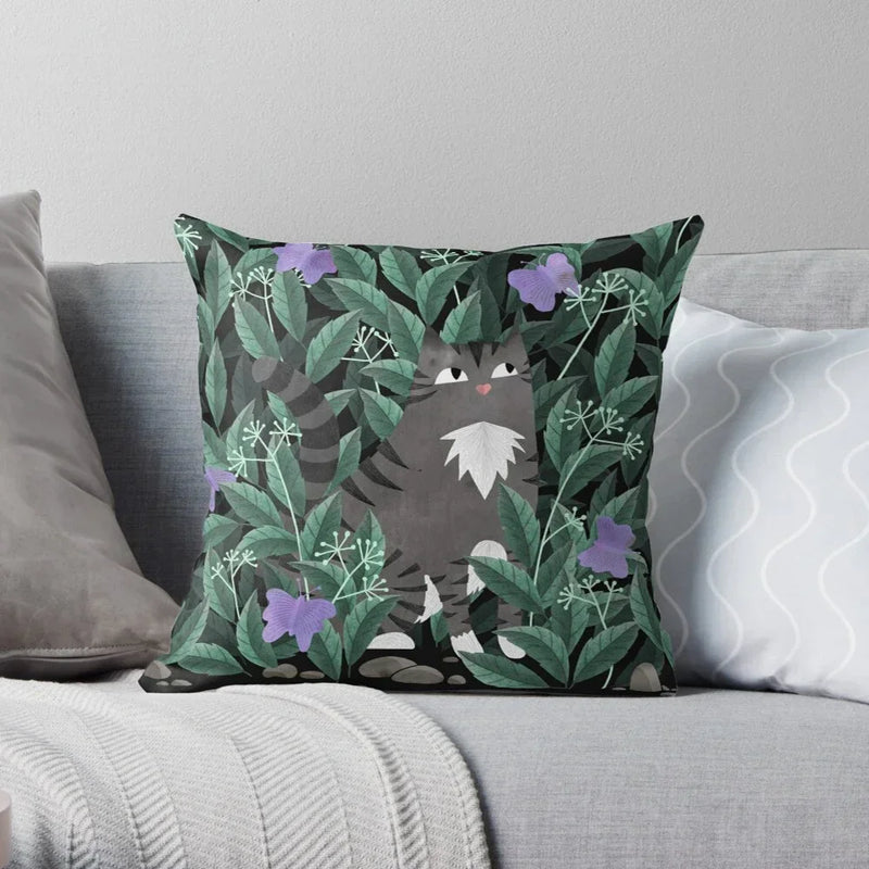 Cute Cat Decorative Pillow Case Cover for Modern Living Room Sofa by Axyaa