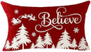 Axyaa Snowflake Print Linen Lumbar Pillow Cover for Sofa Decoration