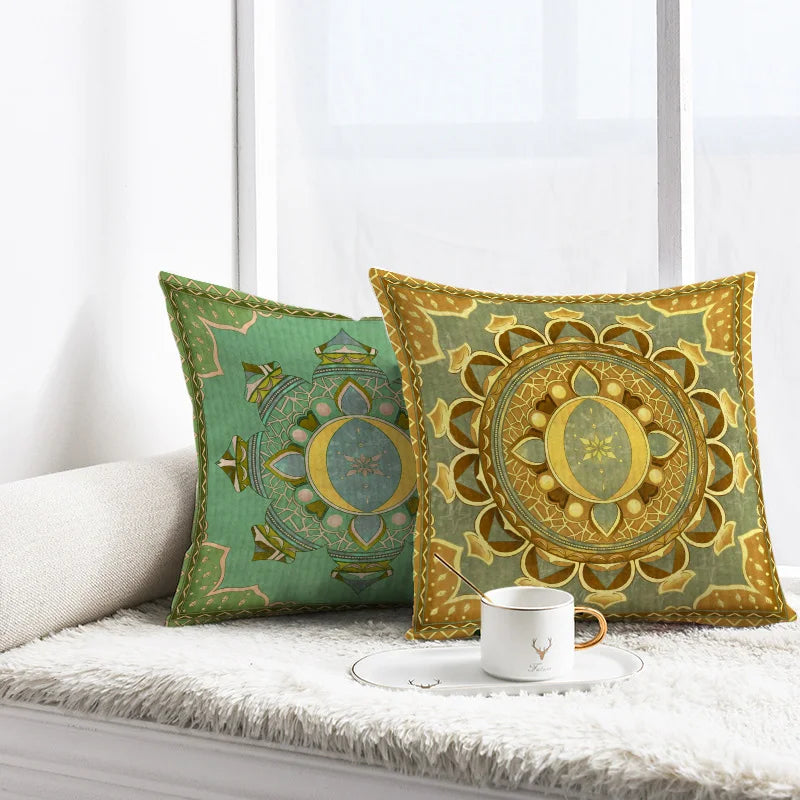 Moon Printed 45x45cm Short Plush Cushion Cover for Home Decor by Axyaa