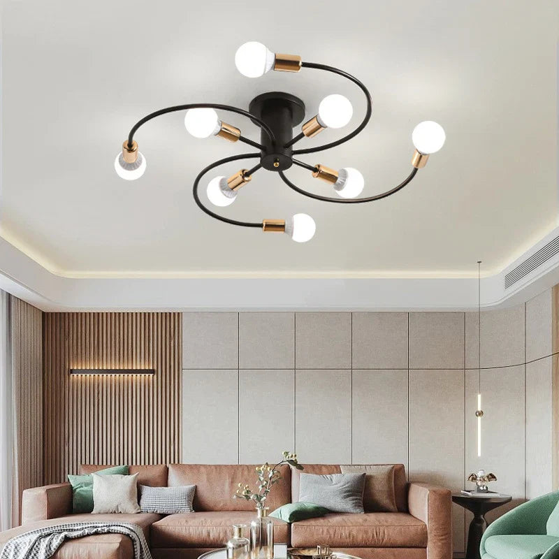 Axyaa Retro Iron Fan Chandelier for Home Living Bedroom Decor