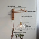 Axyaa Glass Flower LED Wall Lamp with Flexible Arm, Wood Modern Nordic Design