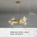 Axyaa Glass Ball LED Chandeliers: Modern Living Room Pendant Lamps, Black Gold Hanging Light Fixtures