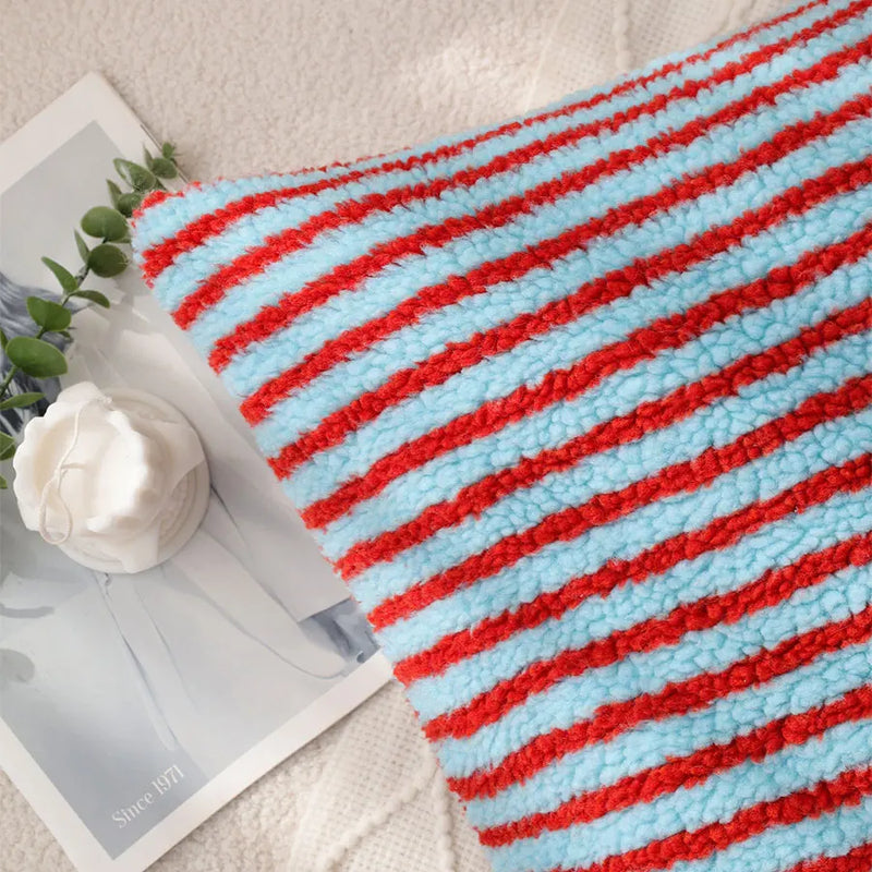 Axyaa Soft Plush Stripe Cushion Cover for Elegant Living Room Decor