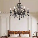 Axyaa Vintage Wrought Iron Chandelier with Clear Crystals