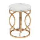 Axyaa Round End Table: Modern Design, Thick Wood Top, Unique O-Shaped Base