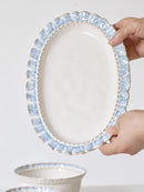 Axya Ceramic Lace Plate Set & Blue Breakfast Mug Collection for Elegant Home Tableware