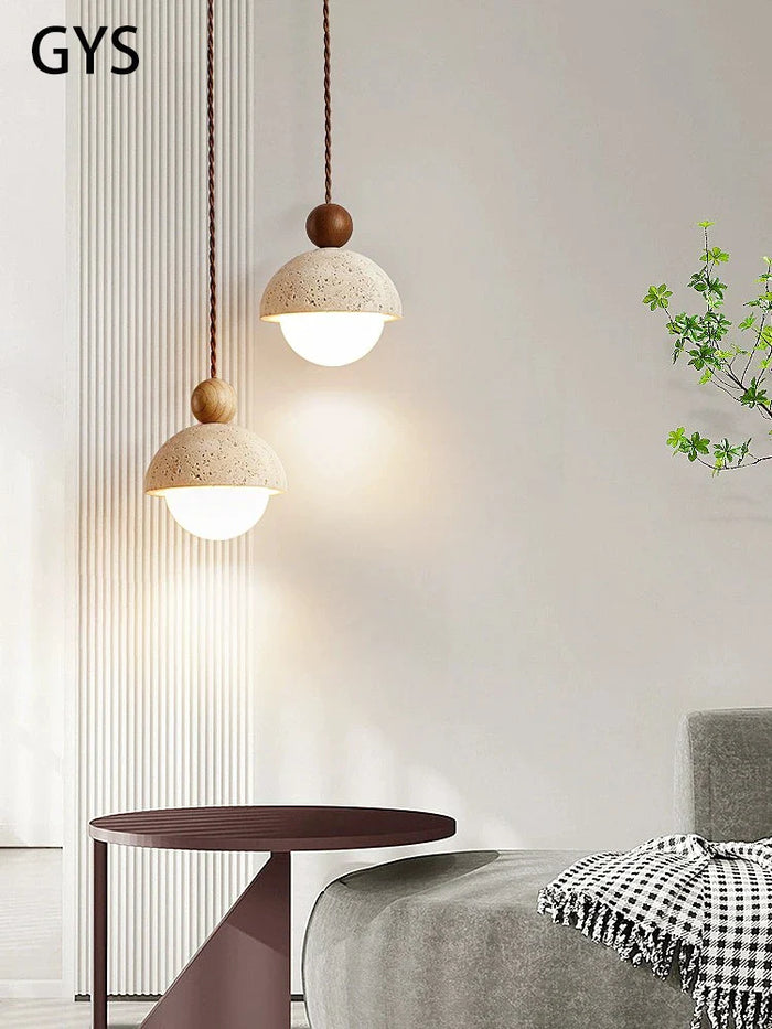 Axya Small Stone Chandelier Bedside Pendant Lamp Bud Light