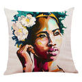 Axyaa African Women Face Print Cushion Cover - 45x45cm Home Decor Pillowcase