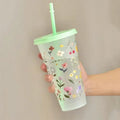 Axyaa Flower Tumbler: Cute 700ml Portable Reusable Drinking Bottle, BPA-Free