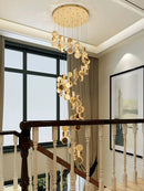 Axyaa Modern Gold Crystal Chandelier for Living Room, Restaurant, and Staircase