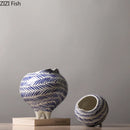 Axyaa High Footed Ceramic Vase for Art Flowers, Hydroponics, and Dried Floral Arrangements