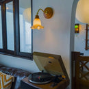 Axyaa White Glass LED Wall Sconce - French Vintage Copper Design