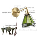 Axyaa Green Glass LED Wall Lamp Pull Chain Switch Vintage Wall Sconce