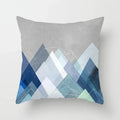 Axyaa Blue Geometric Sofa Chair Decor Set with Abstract Pillowcase & Plant Cushion Cover