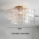 Axyaa Modern Grey Glass Chandelier, Ceiling Mounted Oval Lighting Fixture for Living Room