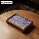 Axyaa Bamboo Flower Tea Tray Cake Rack Teaware Storage Board Tea Furniture