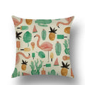 Axyaa Flamingo Print Linen Pillowcase 45*45cm