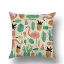 Axyaa Flamingo Print Linen Pillowcase 45*45cm
