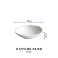 Axyaa White Ceramic Rock Grain Soup Noodle Salad Bowl - High-Grade Tableware