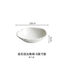 Axyaa White Ceramic Rock Grain Soup Noodle Salad Bowl - High-Grade Tableware