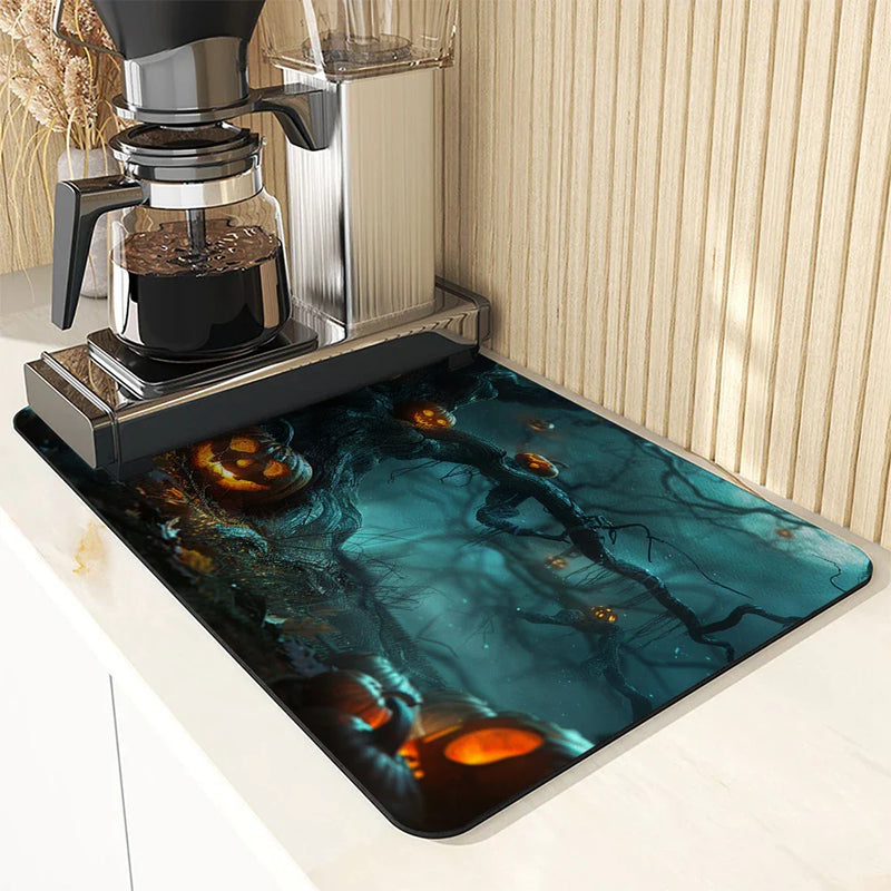 Axyaa Halloween Desk Drain Pad Non-slip Kitchen Mat