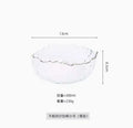Axyaa Gold Rim Glass Fruit Plates & Bowls Set - Tableware & Dessert Salad Bowls