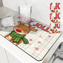 Axyaa Christmas Drain Pad: Absorbent Anti-slip Dry Mat for Dishes and Cups