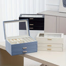 Axyaa Faux Leather Jewelry Storage Box: Large Capacity Double-Layer Drawer Organizer